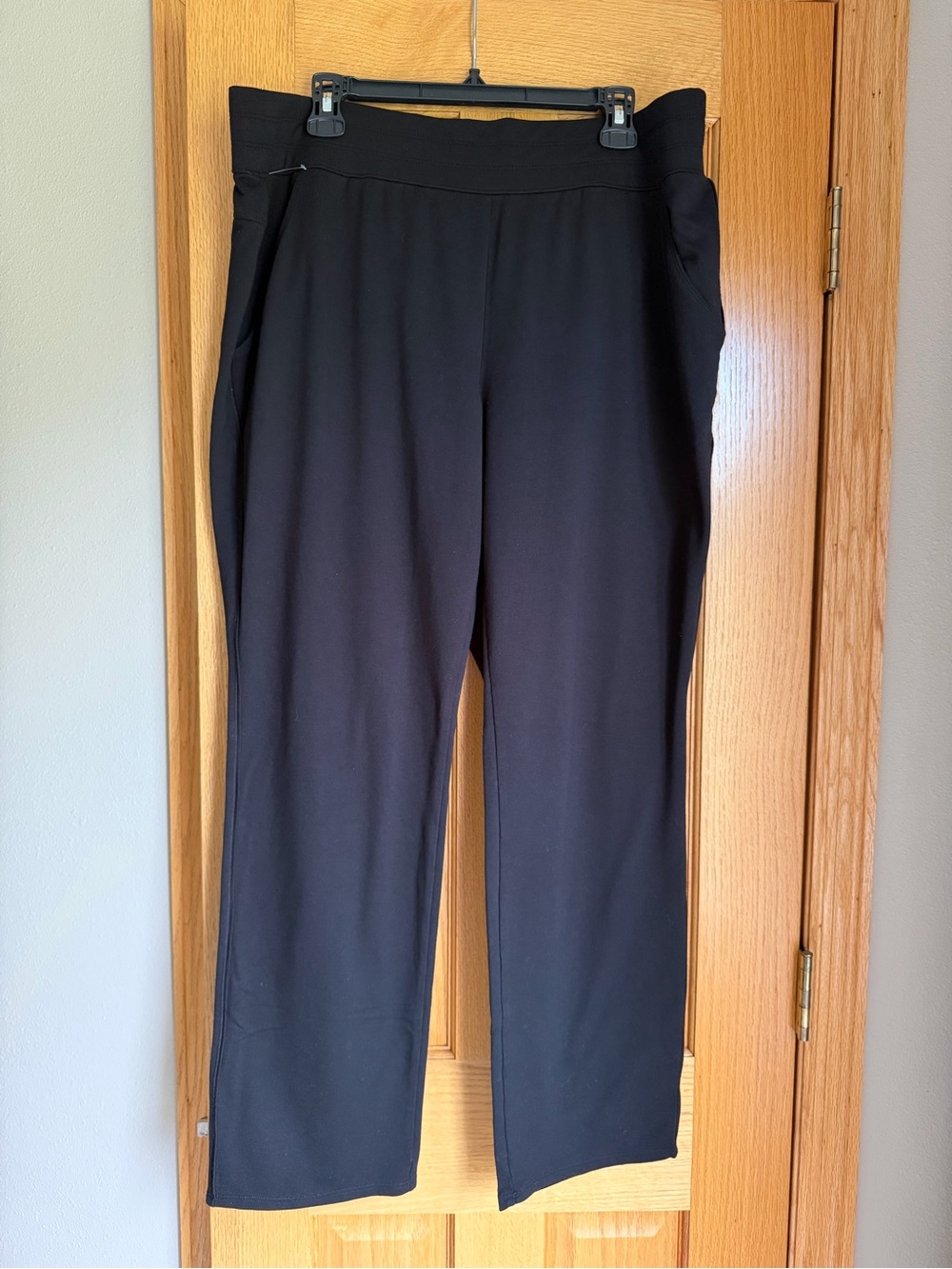 St. John's Bay Active Pants XXL Black Knit Pull On Straight Leg Comfort Soft
